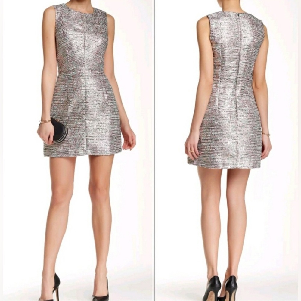 French Connection Sunlight Shimmer Metallic Shift Mini Dress | 6